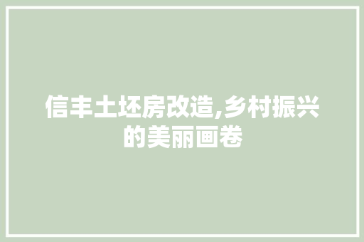 信丰土坯房改造,乡村振兴的美丽画卷