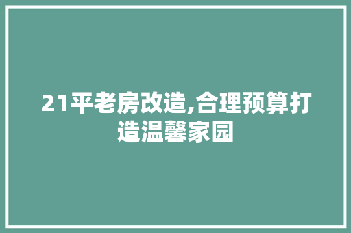 21平老房改造,合理预算打造温馨家园
