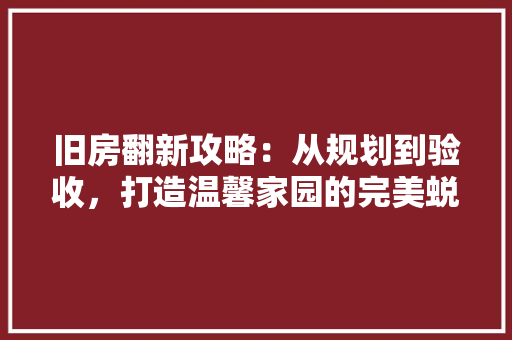 旧房翻新攻略：从规划到验收，打造温馨家园的完美蜕变