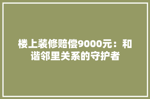 楼上装修赔偿9000元：和谐邻里关系的守护者