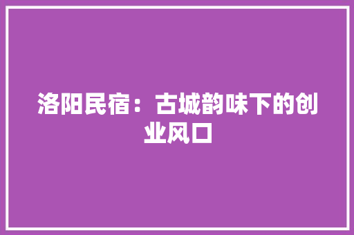 洛阳民宿：古城韵味下的创业风口 折叠门