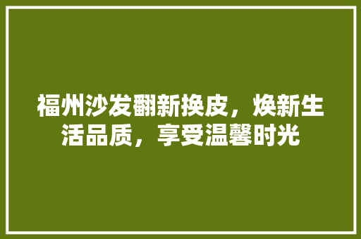 福州沙发翻新换皮，焕新生活品质，享受温馨时光