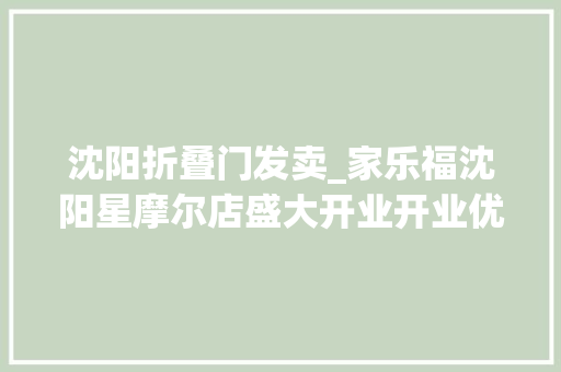 沈阳折叠门发卖_家乐福沈阳星摩尔店盛大开业开业优惠活动丰富 防火门