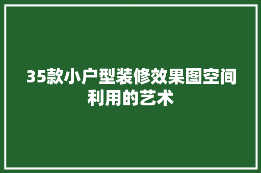 35款小户型装修效果图空间利用的艺术