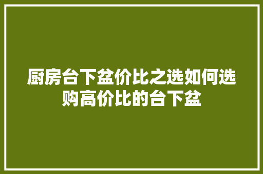 厨房台下盆价比之选如何选购高价比的台下盆 实木门