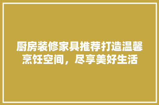 厨房装修家具推荐打造温馨烹饪空间，尽享美好生活