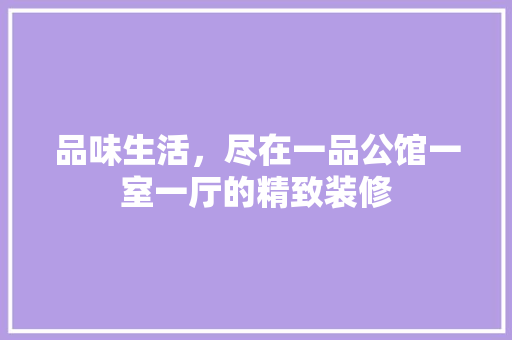 品味生活，尽在一品公馆一室一厅的精致装修