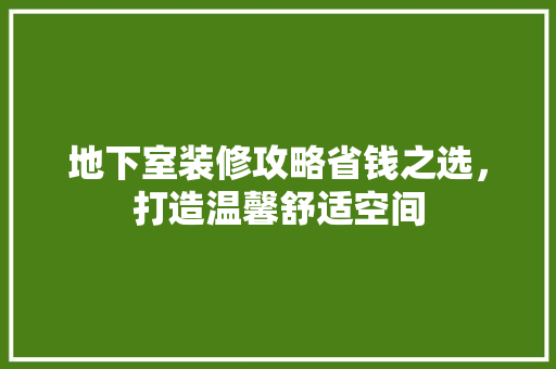 地下室装修攻略省钱之选，打造温馨舒适空间