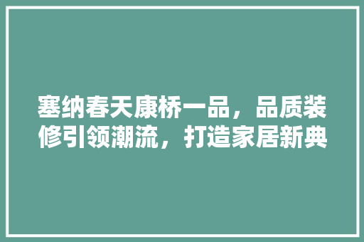 塞纳春天康桥一品，品质装修引领潮流，打造家居新典范