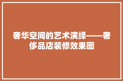 奢华空间的艺术演绎——奢侈品店装修效果图