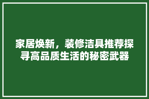 家居焕新，装修洁具推荐探寻高品质生活的秘密武器