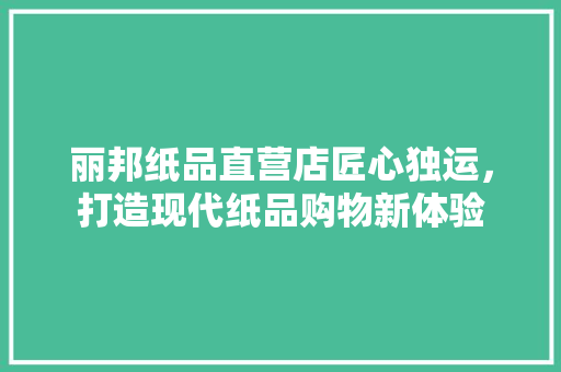 丽邦纸品直营店匠心独运，打造现代纸品购物新体验