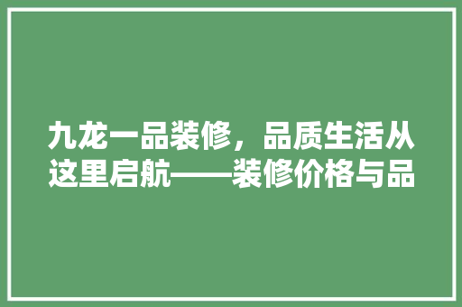 九龙一品装修，品质生活从这里启航——装修价格与品质保证