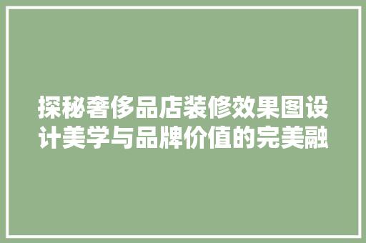 探秘奢侈品店装修效果图设计美学与品牌价值的完美融合