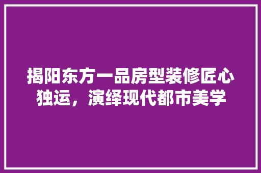 揭阳东方一品房型装修匠心独运，演绎现代都市美学