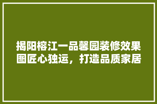 揭阳榕江一品馨园装修效果图匠心独运，打造品质家居新标杆