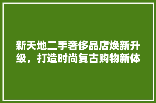 新天地二手奢侈品店焕新升级，打造时尚复古购物新体验