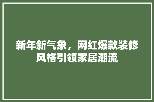 新年新气象，网红爆款装修风格引领家居潮流