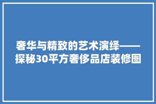 奢华与精致的艺术演绎——探秘30平方奢侈品店装修图