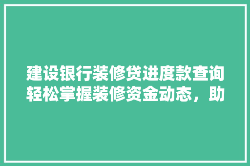 建设银行装修贷进度款查询轻松掌握装修资金动态，助力家居梦想成真 推拉门