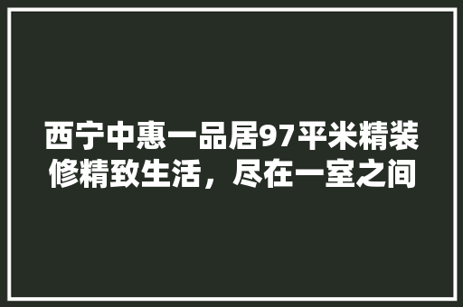 西宁中惠一品居97平米精装修精致生活，尽在一室之间
