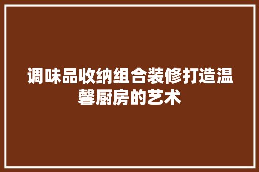 调味品收纳组合装修打造温馨厨房的艺术
