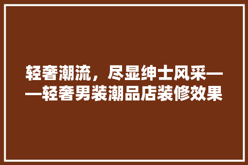 轻奢潮流，尽显绅士风采——轻奢男装潮品店装修效果图