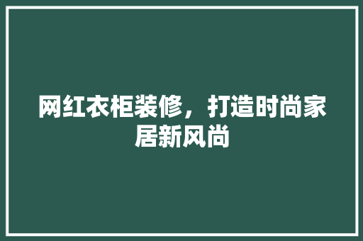 网红衣柜装修，打造时尚家居新风尚