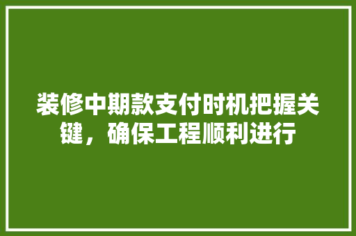 装修中期款支付时机把握关键，确保工程顺利进行