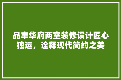 品丰华府两室装修设计匠心独运，诠释现代简约之美