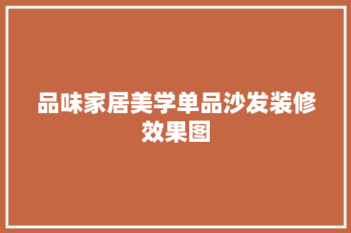 品味家居美学单品沙发装修效果图