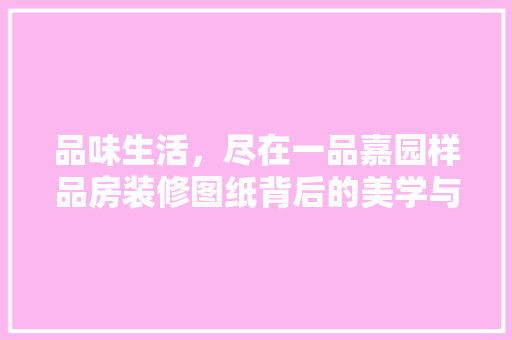 品味生活，尽在一品嘉园样品房装修图纸背后的美学与智慧