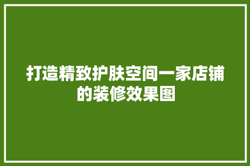 打造精致护肤空间一家店铺的装修效果图