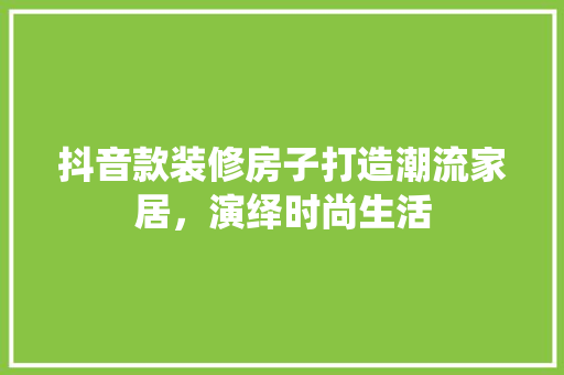 抖音款装修房子打造潮流家居，演绎时尚生活