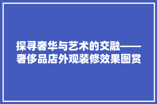 探寻奢华与艺术的交融——奢侈品店外观装修效果图赏析