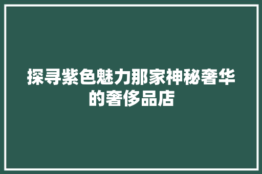 探寻紫色魅力那家神秘奢华的奢侈品店