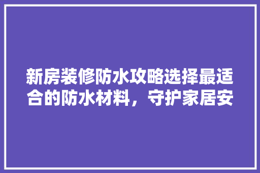 新房装修防水攻略选择最适合的防水材料，守护家居安全