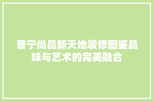 普宁尚品新天地装修图鉴品味与艺术的完美融合
