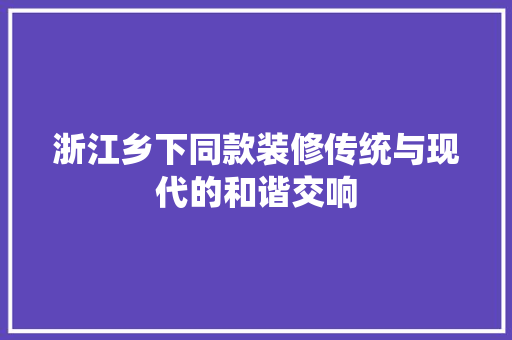 浙江乡下同款装修传统与现代的和谐交响