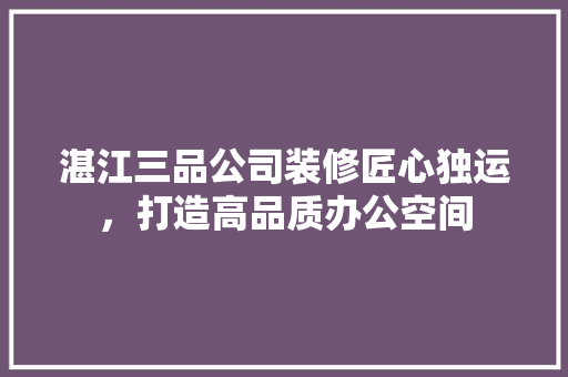 湛江三品公司装修匠心独运，打造高品质办公空间
