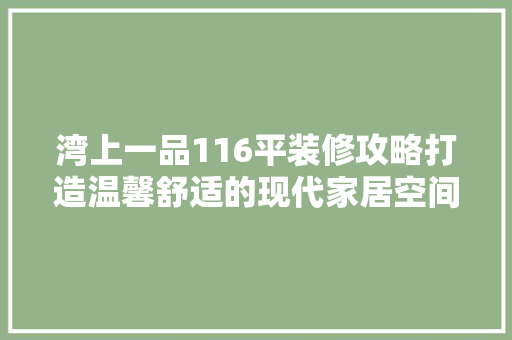 湾上一品116平装修攻略打造温馨舒适的现代家居空间