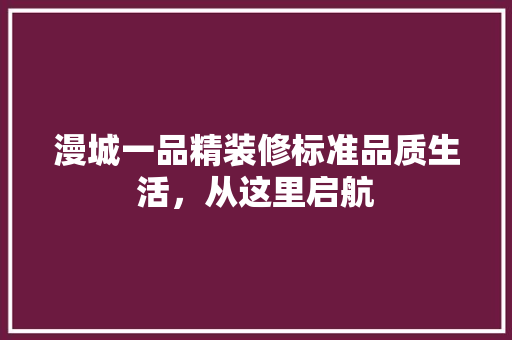 漫城一品精装修标准品质生活，从这里启航