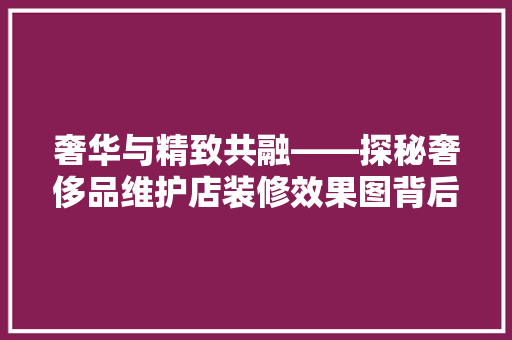 奢华与精致共融——探秘奢侈品维护店装修效果图背后的设计理念