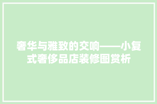 奢华与雅致的交响——小复式奢侈品店装修图赏析