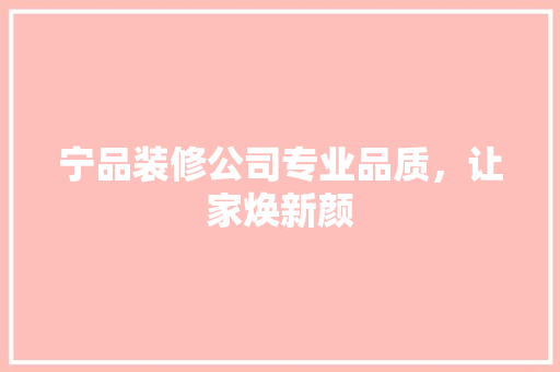 宁品装修公司专业品质，让家焕新颜 复合门