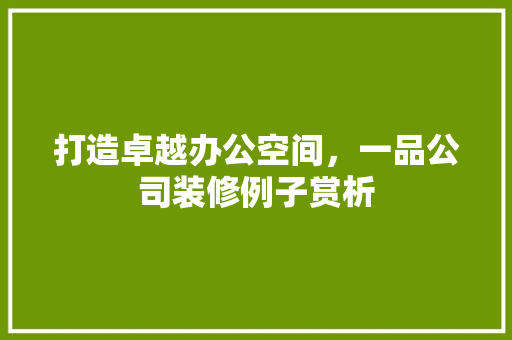 打造卓越办公空间，一品公司装修例子赏析