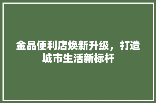 金品便利店焕新升级，打造城市生活新标杆
