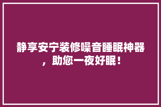 静享安宁装修噪音睡眠神器，助您一夜好眠！