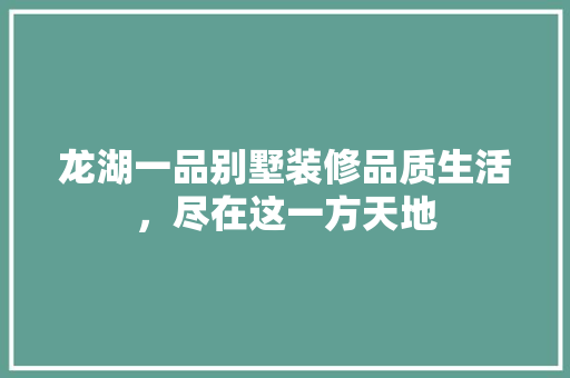 龙湖一品别墅装修品质生活，尽在这一方天地