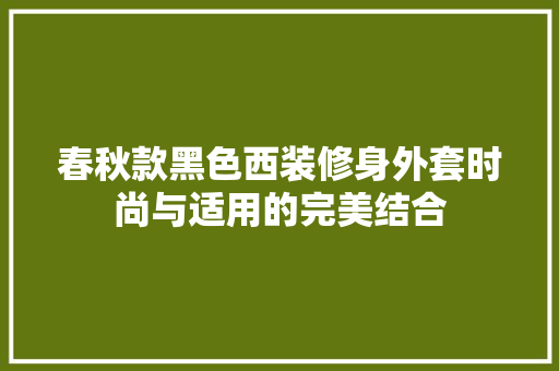 春秋款黑色西装修身外套时尚与适用的完美结合